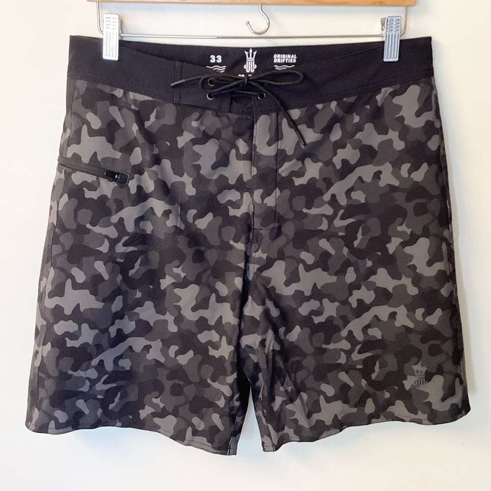 Driftline Original Drifties Wetsuit Lined Boardshorts - Green Camo - 33